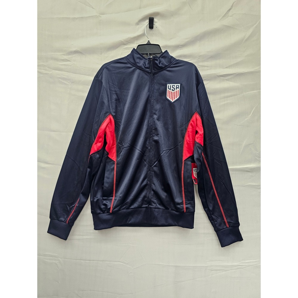 USA Soccer Track Jacket Mens Medium Navy Blue Red Icon Sports USSF63TJ-NR NEW‎